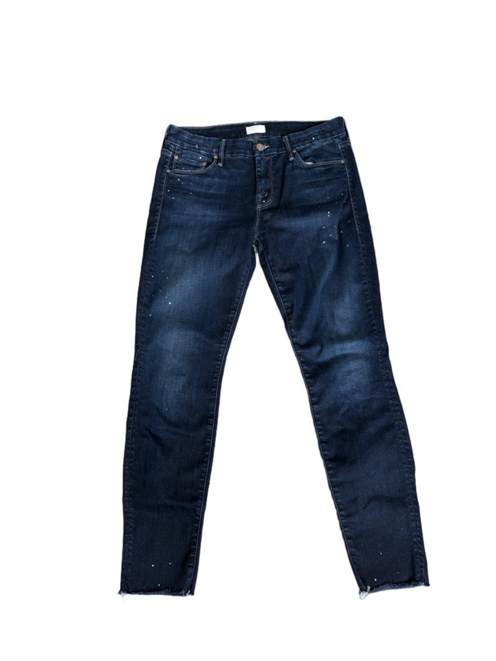 MOTHER Looker Ankle Fray in All Work. Size 29. Intentional paint splatter